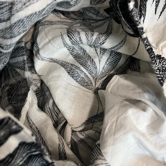 Tahari Black and Tan tropical print Wide Leg linen pants XL - Picture 6 of 9